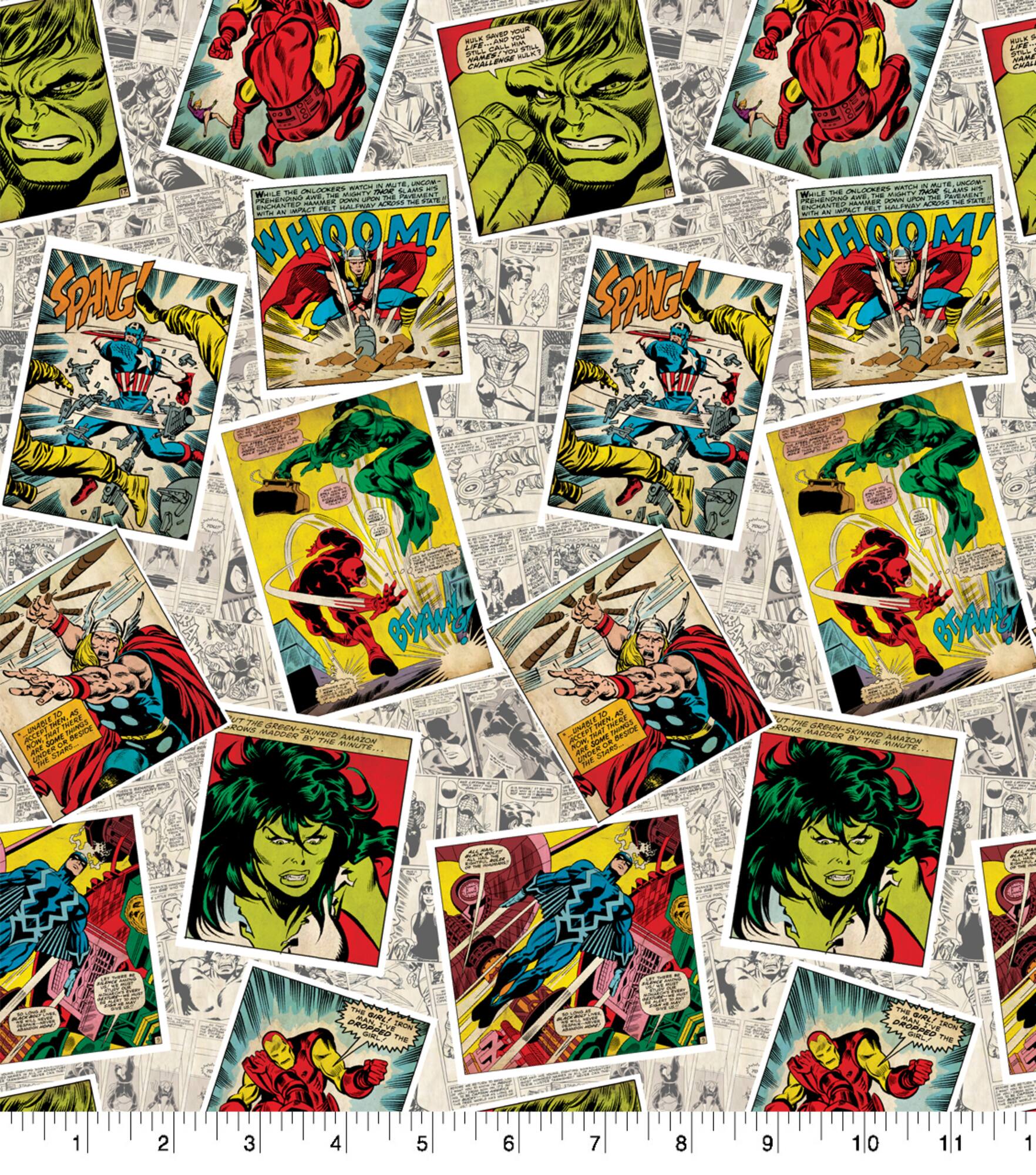 Marvel Retro Comic Super Hero Cotton Fabric